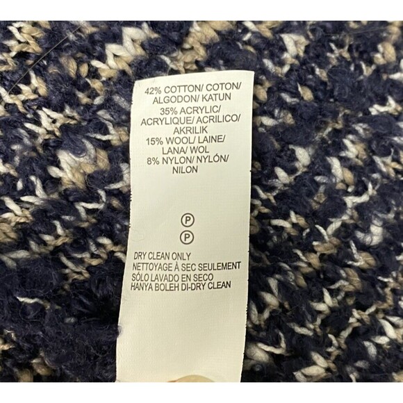 Lucky Brand XS Cardigan Sweater Navy Cream Aztec Open Drape Front Long Sleeve - Picture 13 of 14